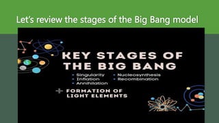 Let’s review the stages of the Big Bang model
 