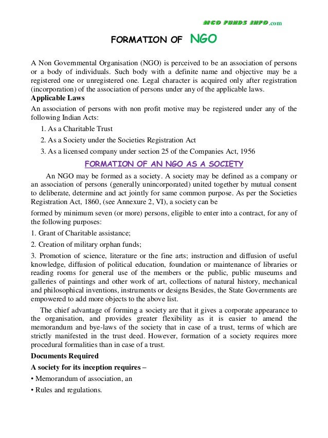memorandum ngo of pdf of Formation ngo pdf