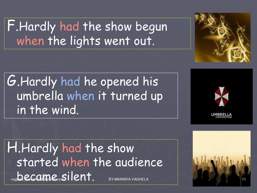 Formation Of Sentences Of Hardly