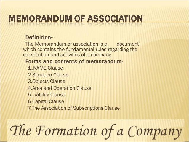 association pdf of memorandum definition Formation Bangladesh Company of in The a