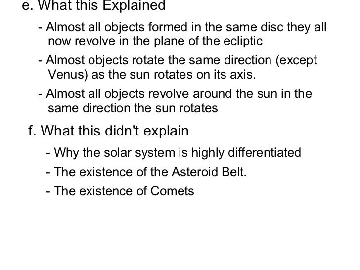 Formation Ofthe Solar System Notes