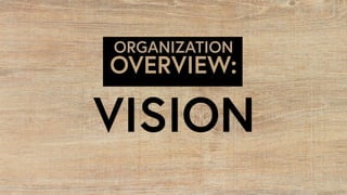 OVERVIEW:
ORGANIZATION
VISION
 