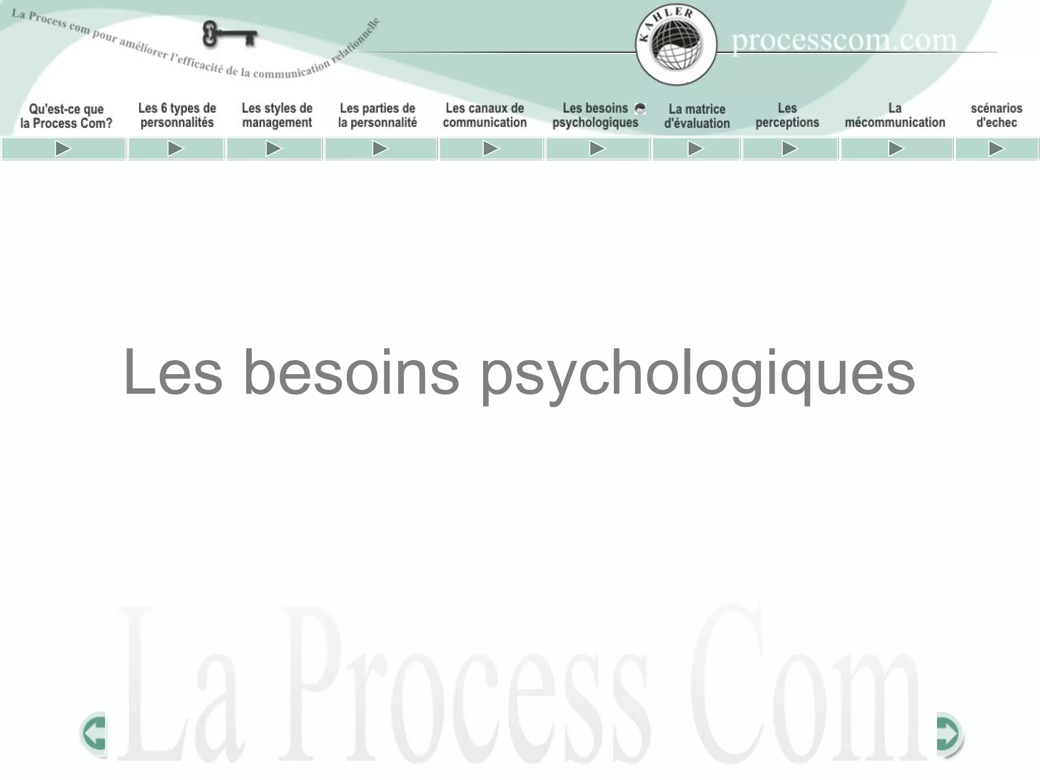 Les besoins psychologiques
 