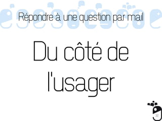 Répondre à une question par mail


   Du côté de
    l'usager
                                   32
 