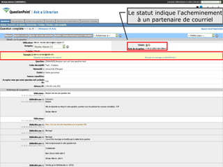 Le statut indique l'acheminement
   à un partenaire de courriel




                             58
 