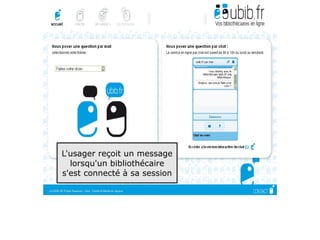 L'usager reçoit un message
  lorsqu'un bibliothécaire
s'est connecté à sa session




                              82
 