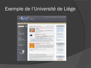 Exemple de l’Université de Liège
26
 