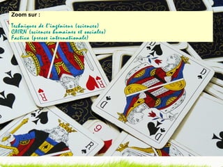 Zoom sur : Techniques de l’ingénieur (sciences) CAIRN (sciences humaines et sociales) Factiva (presse internationale) 