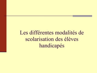 Les différentes modalités de scolarisation des élèves handicapés 