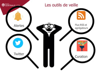 Les outils de veille
Alertes Flux RSS et
agrégateurs
Twitter
Curation
 