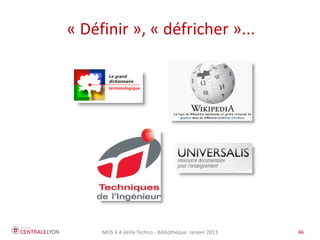 MOS 4.4 Veille Techno - Bibliothèque Janvier 2015 46
Veille sur l'actu + RSS = Google Actualités
 