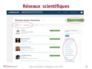 MOS 4.4 Veille Techno - Bibliothèque Janvier 2015 95
Réseaux scientifiques
 