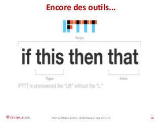 MOS 4.4 Veille Techno - Bibliothèque Janvier 2015 96
Encore des outils...
96
 