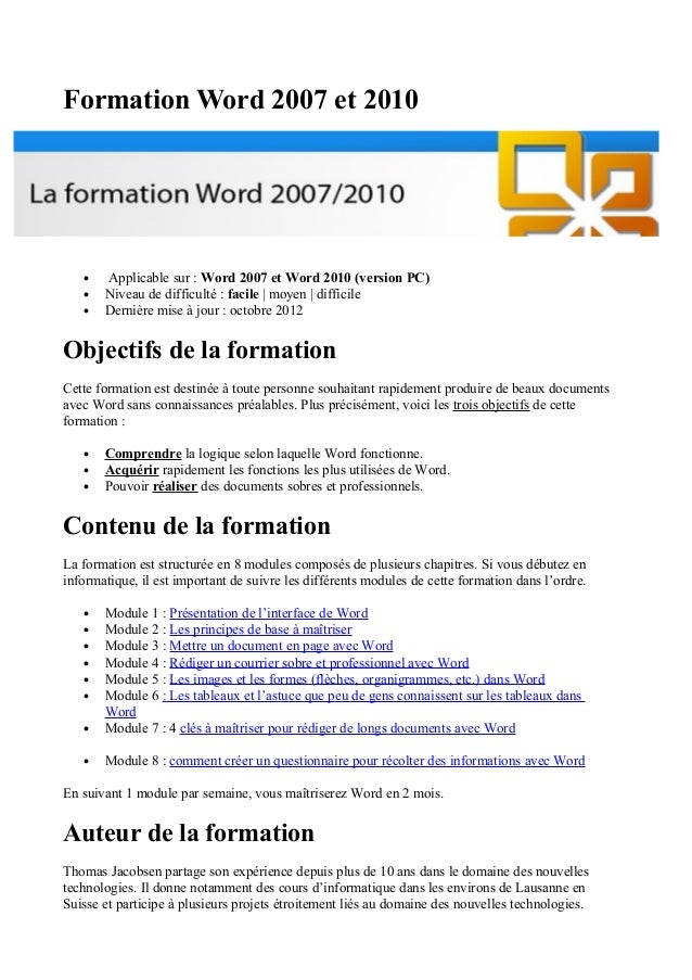 Formation Word 2007 Et 2010
