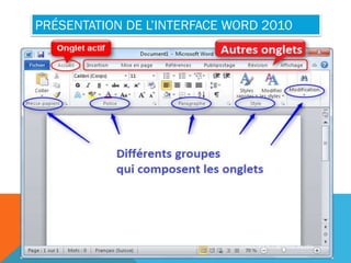 PRÉSENTATION DE L’INTERFACE WORD 2010
C R É E P A R : M A H D I A L I B I
 
