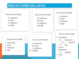 MISE EN FORME DES LISTES
C R É E P A R : M A H D I A L I B I
 