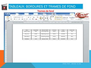 TABLEAUX: BORDURES ET TRAMES DE FOND
Trames de fond
C R É E P A R : M A H D I A L I B I
 