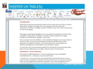INSÉRER UN TABLEAU
C R É E P A R : M A H D I A L I B I
 
