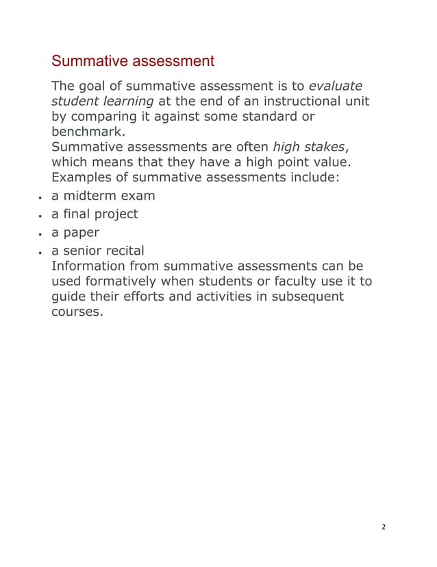 Formative and summative assessment | PDF