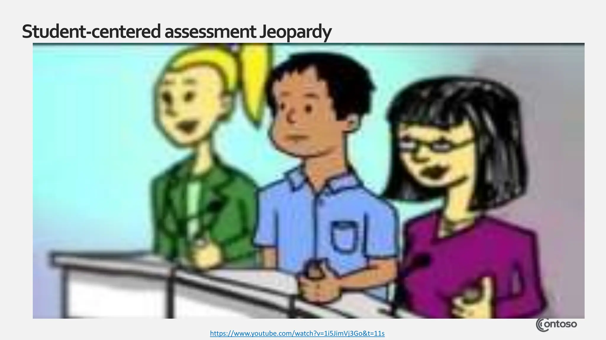 Student-centeredassessmentJeopardy
https://www.youtube.com/watch?v=1i5JimVj3Go&t=11s
 