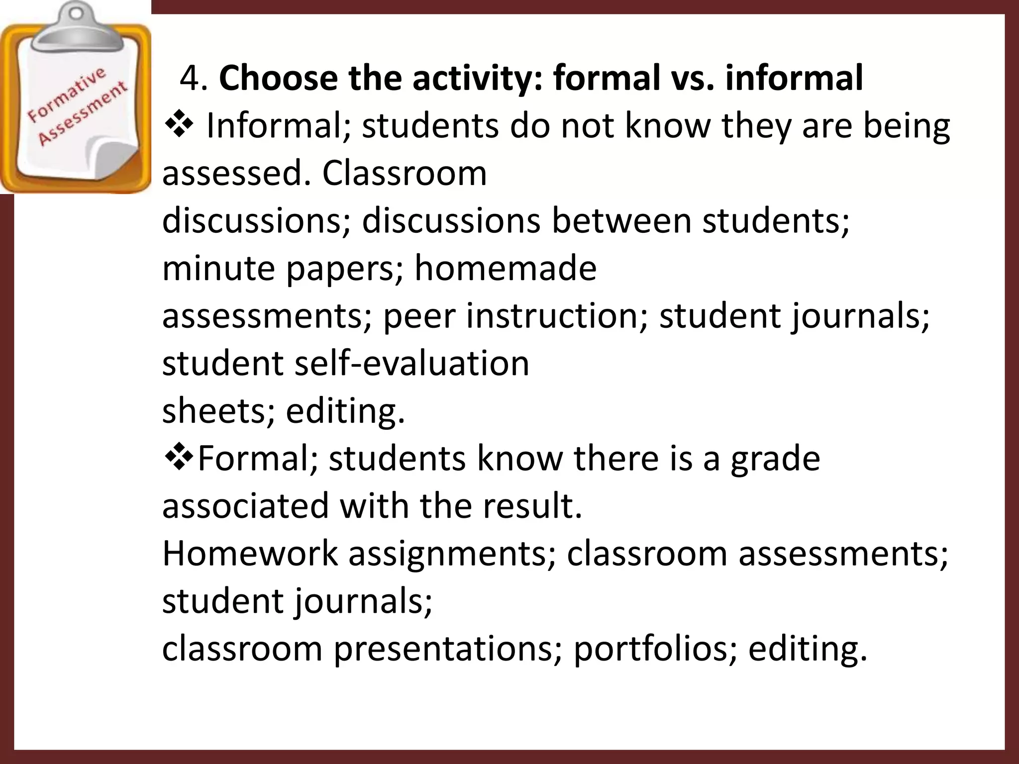 What should the students know?