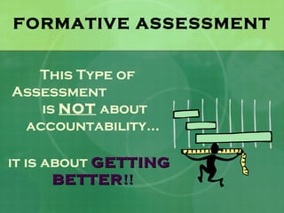 FORMATIVE ASSESSMENT


   This Type of
Assessment
   is NOT about
 accountability…

it is about GETTING
       BETTER !!
 