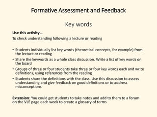 Formative assessment and feedback strategies