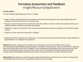 Formative assessment and feedback strategies