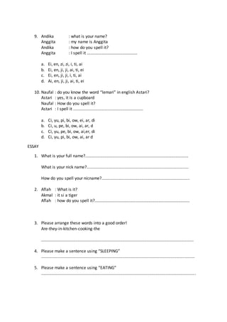 Formative test i for 4 b | PDF