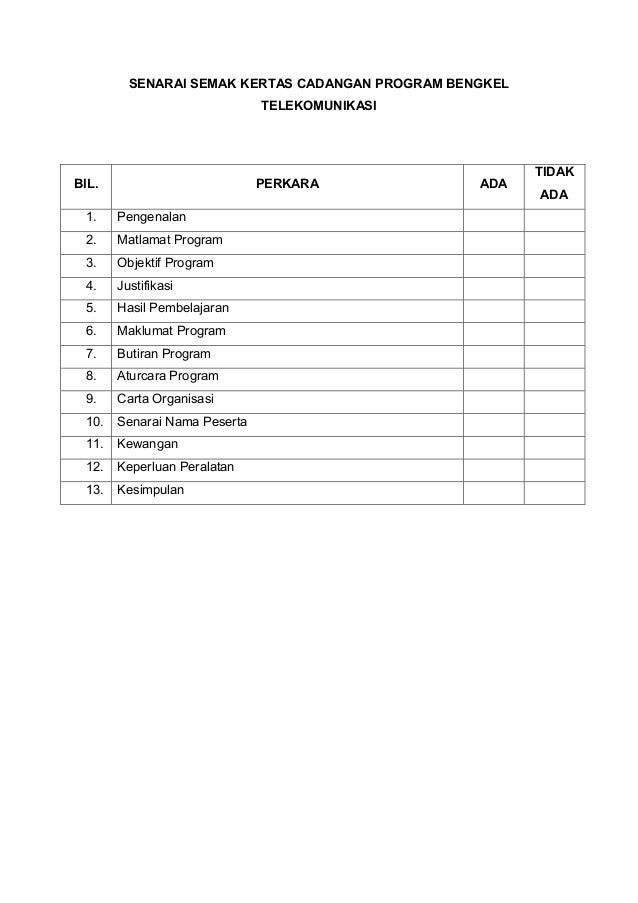 Format kertas cadangan/ proposal/kertas kerja