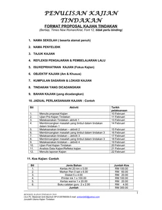 Kedudukan Nombor Muka Surat Laporan Kajian Tindakan
