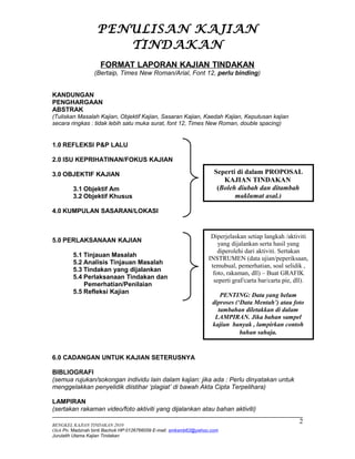 Kedudukan Nombor Muka Surat Laporan Kajian Tindakan