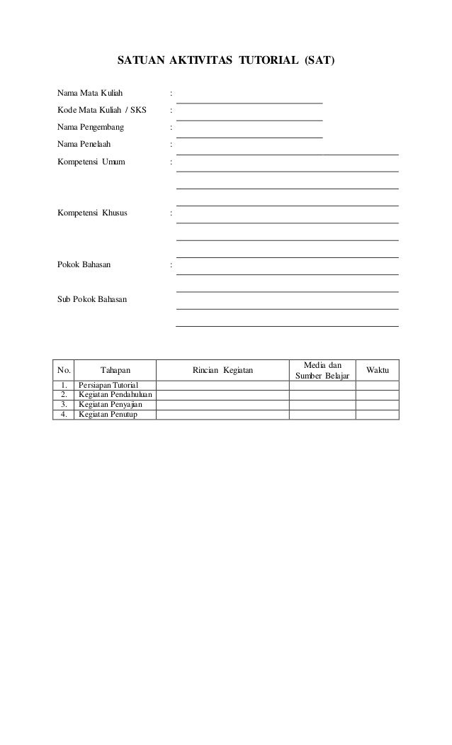 Format laporan Tutor Universitas Terbuka 2014