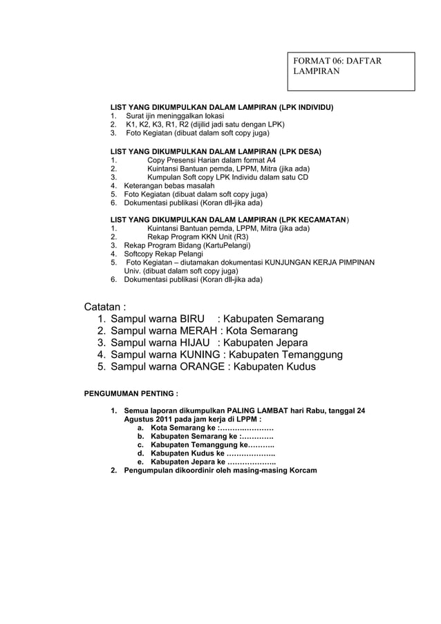 Format lpk (laporan program kerja) | DOC