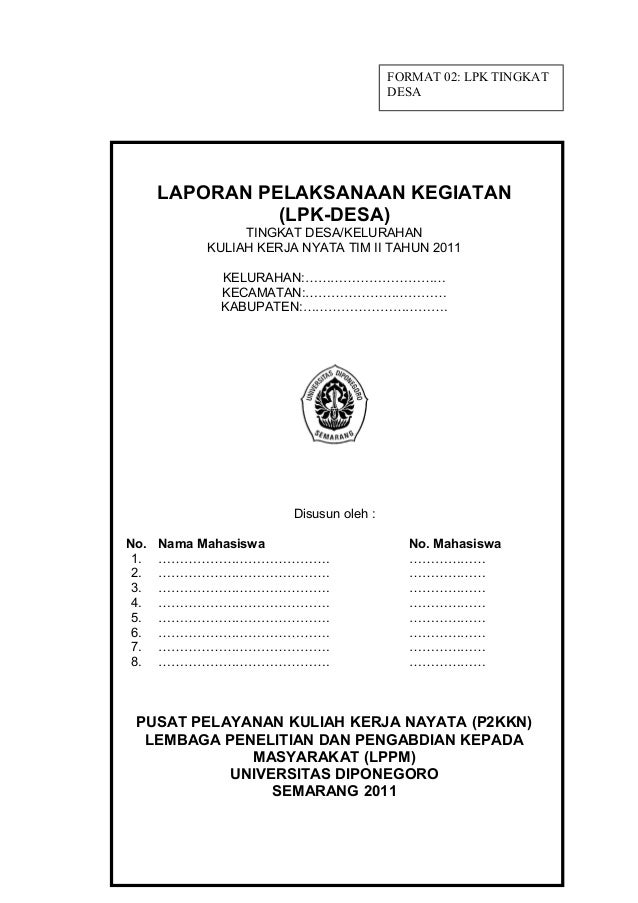 Format lpk (laporan program kerja)