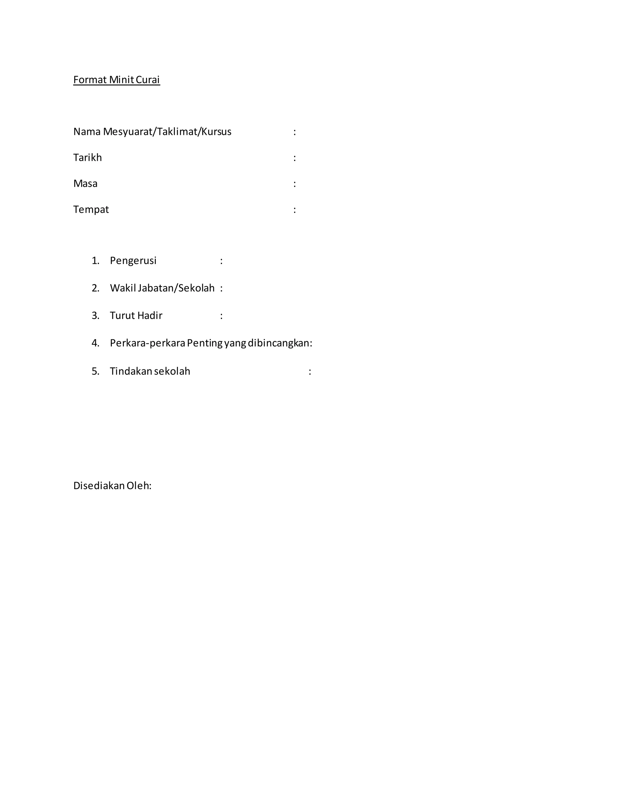 Format Minit Format minit curai | DOCX