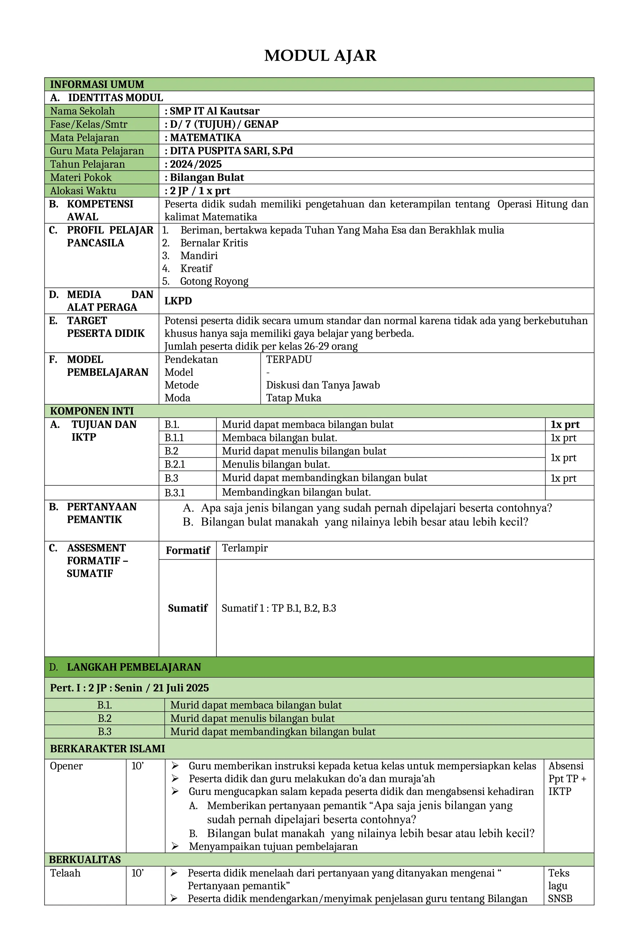 FORMAT MODUL AJAR TERPADU MATEMATIKA PRT 1 Bilangan Bulat.docx