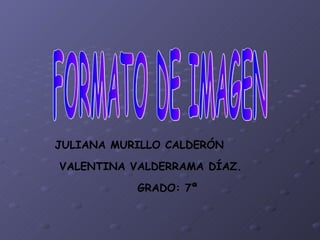 FORMATO DE IMAGEN JULIANA MURILLO CALDERÓN  VALENTINA VALDERRAMA DÍAZ. GRADO: 7ª  