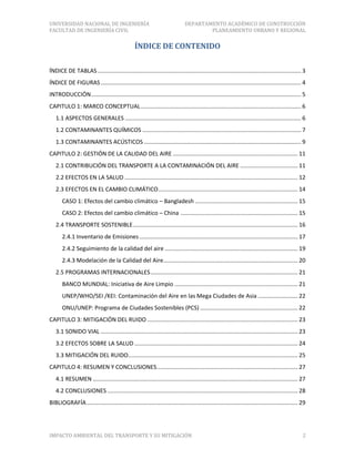 Formato impacto ambiental del transporte y su mitigación | PDF