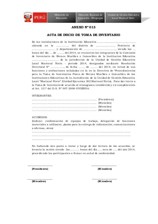 Acta de inventario de inmueble Acta de inventario de inmueble