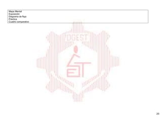 20
Mapa Mental
Exposición
Diagrama de flujo
Práctica
Cuadro comparativo
 