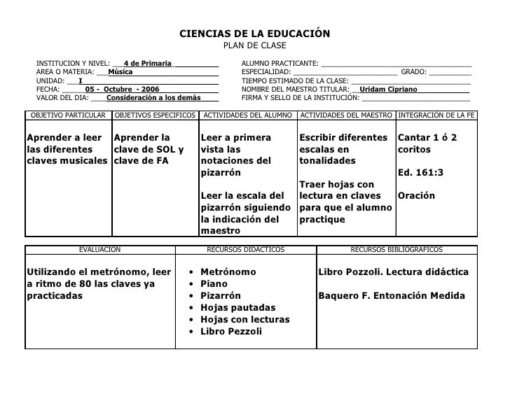 formato de planeacion de clases
