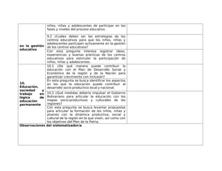 GUIA PARA LA SISTEMATIZACION DE LOS 10 EJES DE LA CONSULTA