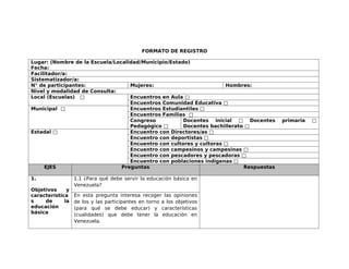 GUIA PARA LA SISTEMATIZACION DE LOS 10 EJES DE LA CONSULTA