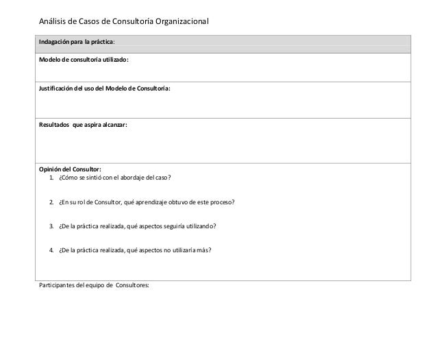 Formato análisis de casos de consultoría