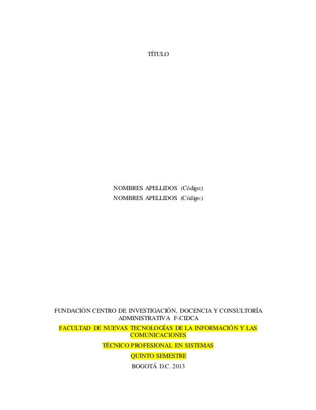formato anteproyecto con normas apa formato de portada apa