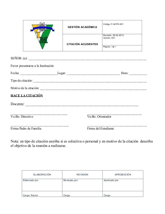 formato de citatorio para reunion