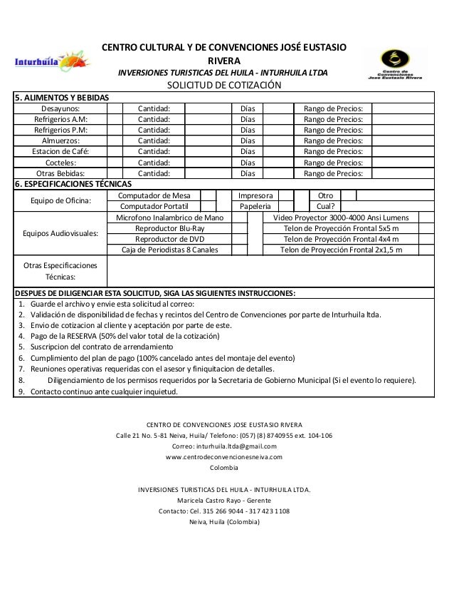 formato de cotizacion de servicio