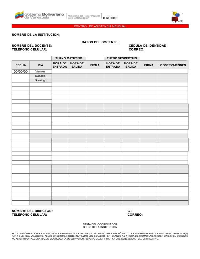 formato de asistencias