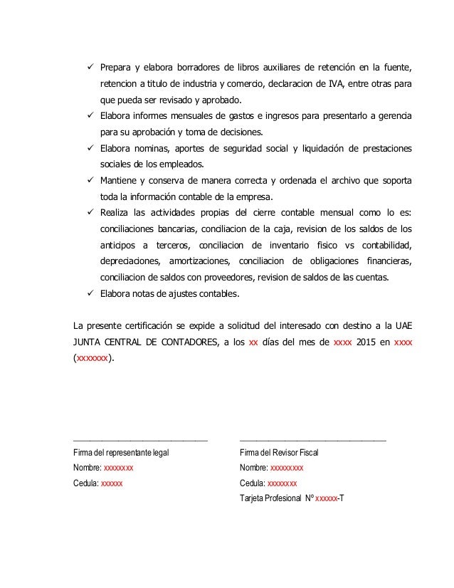 FORMATO DE CERTIFICADO LABORAL PARA TARJETA PROFESIONAL 